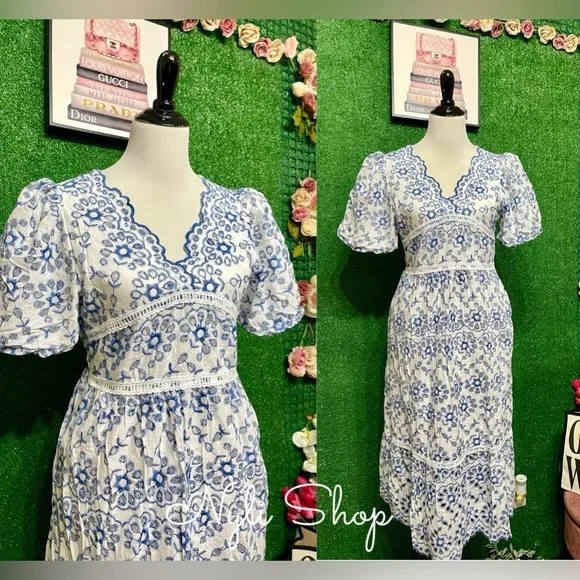 🌷Brand New eyelet dress embroidered can fit Sm up to M very nice quality!🌷 - Picture 1 of 8